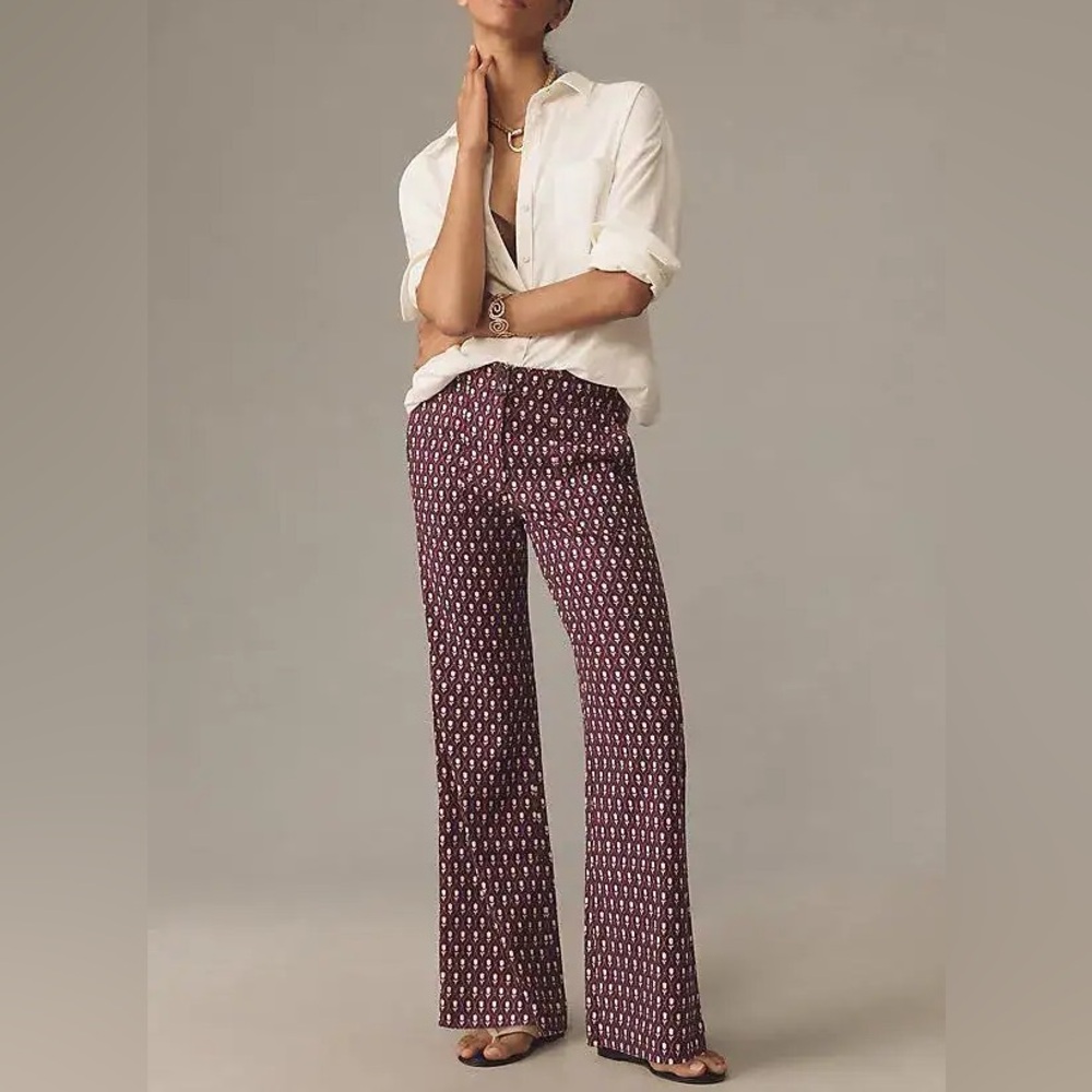NWT Anthropologie Maeve The Naomi Len Wide-Leg Flare Pants - Purple 00P